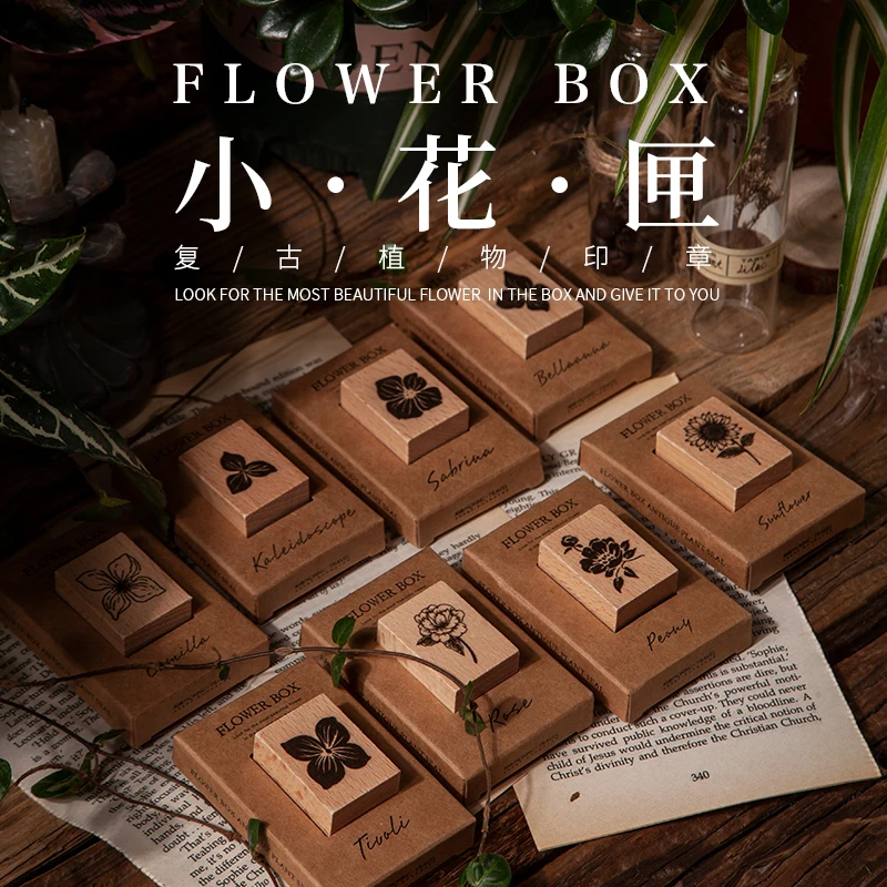 Yoofun Vintage Plant Flowers Wooden Stamp Scrapbooking Rubber Stamps Diary Cards Journalling Scrapbooking DIY Stationery