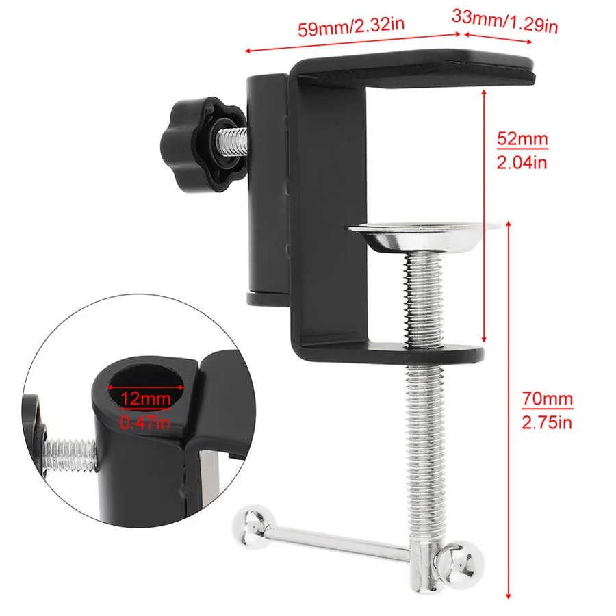 Supporto per microfono regolabile in metallo supporto da braccio per microfono da Studio da 31 pollici/80cm con morsetto di montaggio da tavolo con Clip per microfono