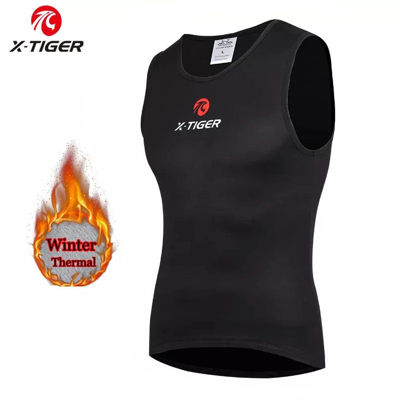 X-TIGER Winter Cycling Base Layer Sleeveless Keep Warm Sports Bicycle Jerseys Bike Fleece Sleeveless Vest Warm Riding vest