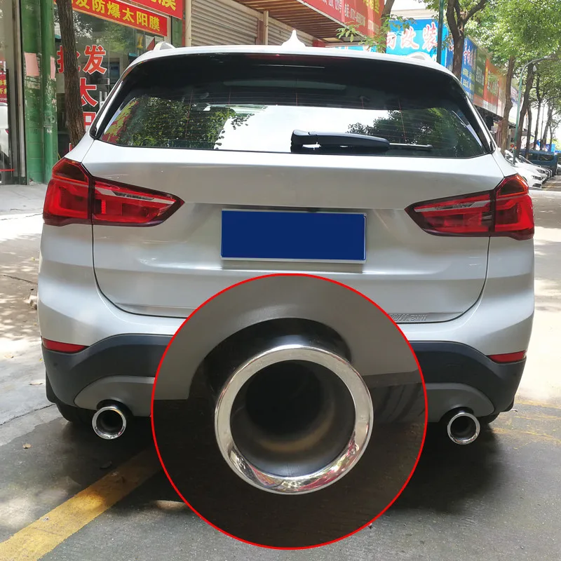 Black Silver Car Muffler End Pipe Stainless Steel Exhaust Tips for BMW X1 2016 2017 2018 2019 Styling Part