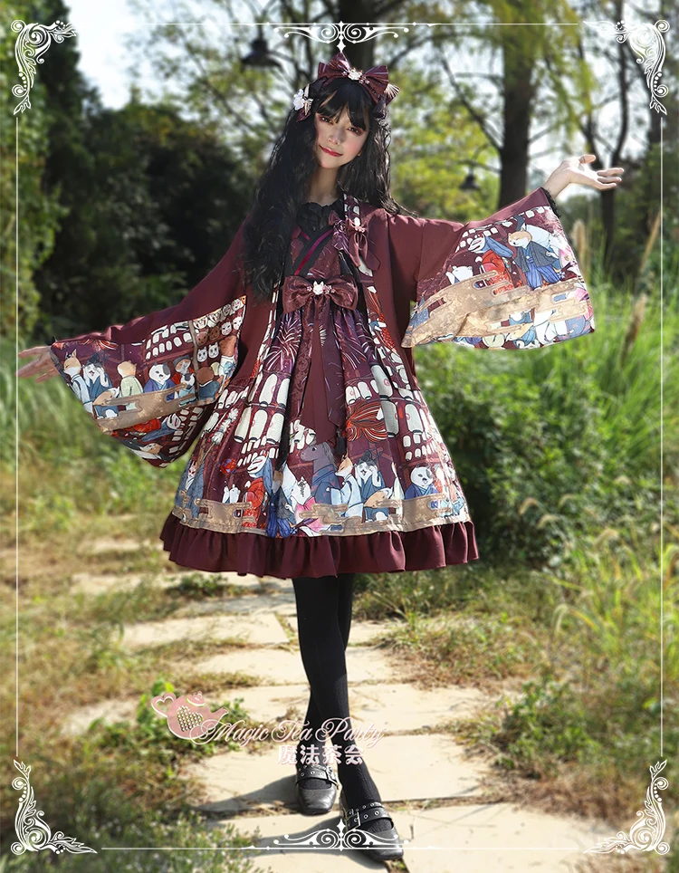 Robe de princesse gothique lolita pour filles, tenue vintage falbala taille haute imprimée style victorien, kawaii, lolita jsk loli