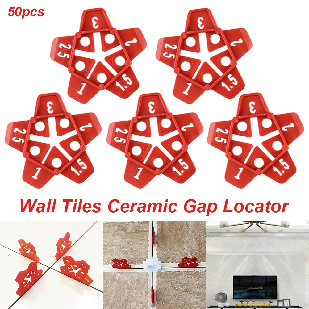 50pcs 5 In 1 Tile Spacer Plastic Ceramic Gap Locator Cross With 5 Specification Reusable Construction Tool For Floor Leveling