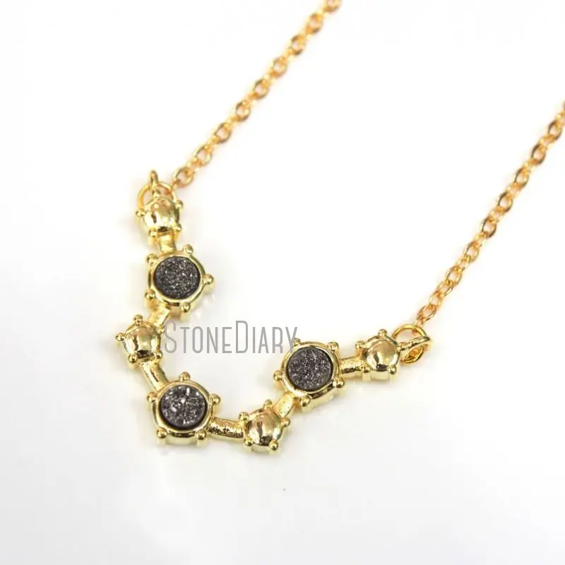 

NM12480 10Pcs Round Shape Druzy Crystal Gold Color Antler Shape Chains Necklaces Copper Chains Necklaces On Sale 18inch-32inch