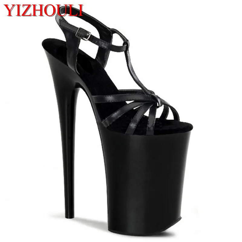 

Sexy ultra thick 20 cm sandals, thick base hate sky high super fine stage performance high heel dancing shoes