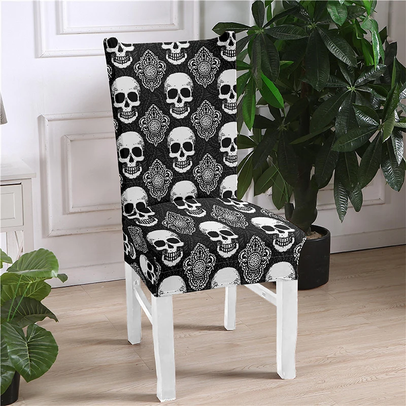 Skull Printing Spandex Stretch Chair Cover Removable Anti-dirty Chairs Covers For Hotel Kitchen Dining Room