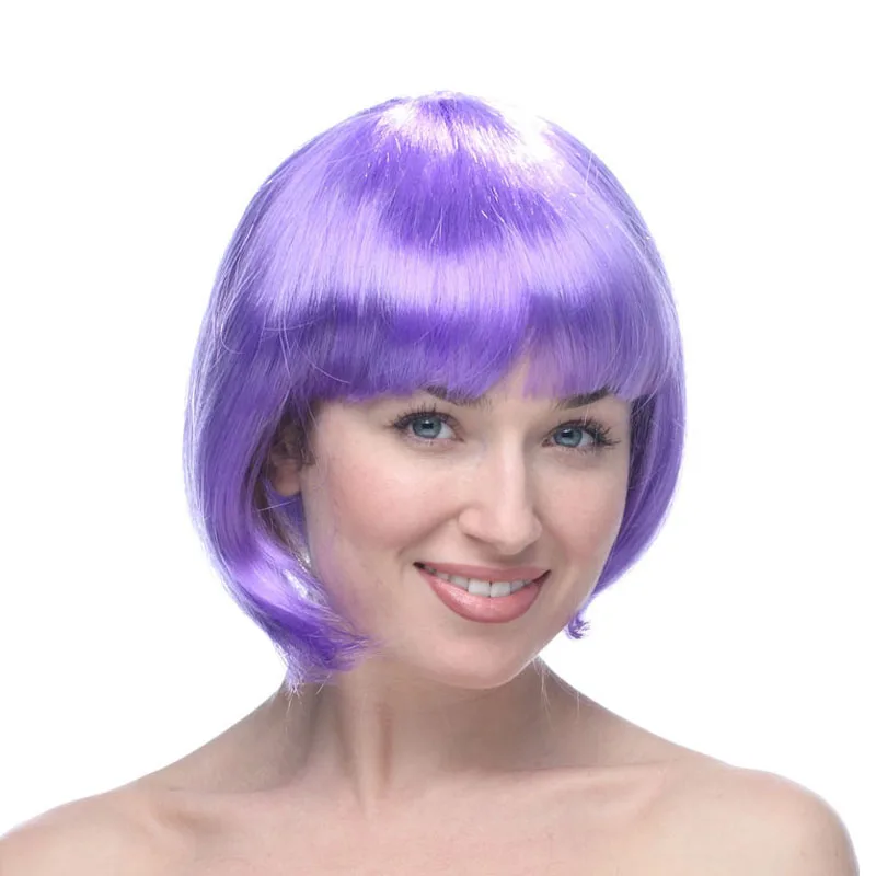 Cosplay Hair Women Short BOB Hair Straight  Wig Bangs Cosplay Party Stage Show  Colors