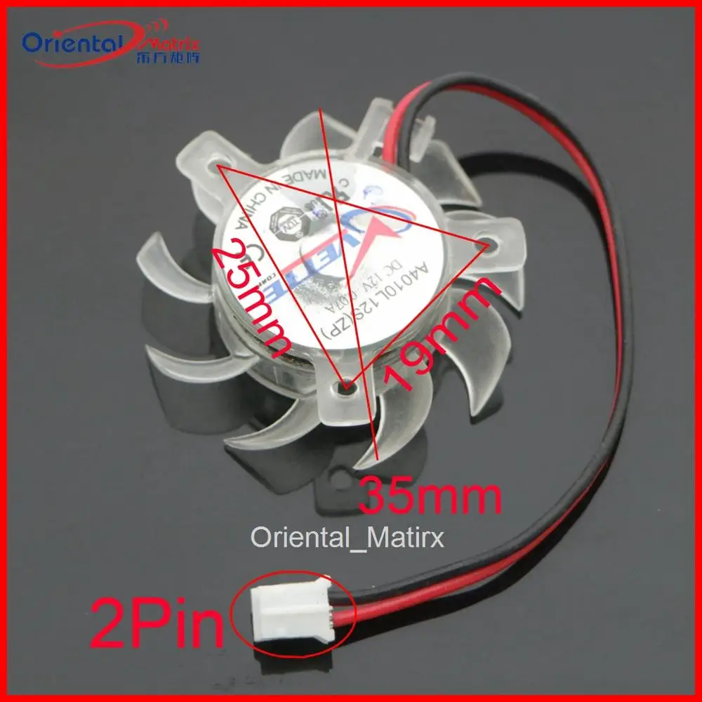 Free Shipping VETTE A4010L12S（ZP）DC12V 35mm 25x25x19mm 12V 0.07A 2Wire 2Pin 4010 Graphics Card Fan