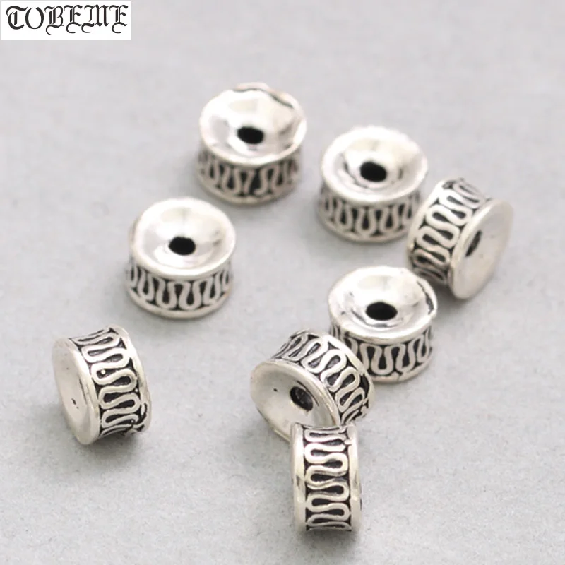 

Handmade 925 silver jewelry spacers sterling silver lucky symbol beads jewelry findings buddhist mala's markers mala's spacers