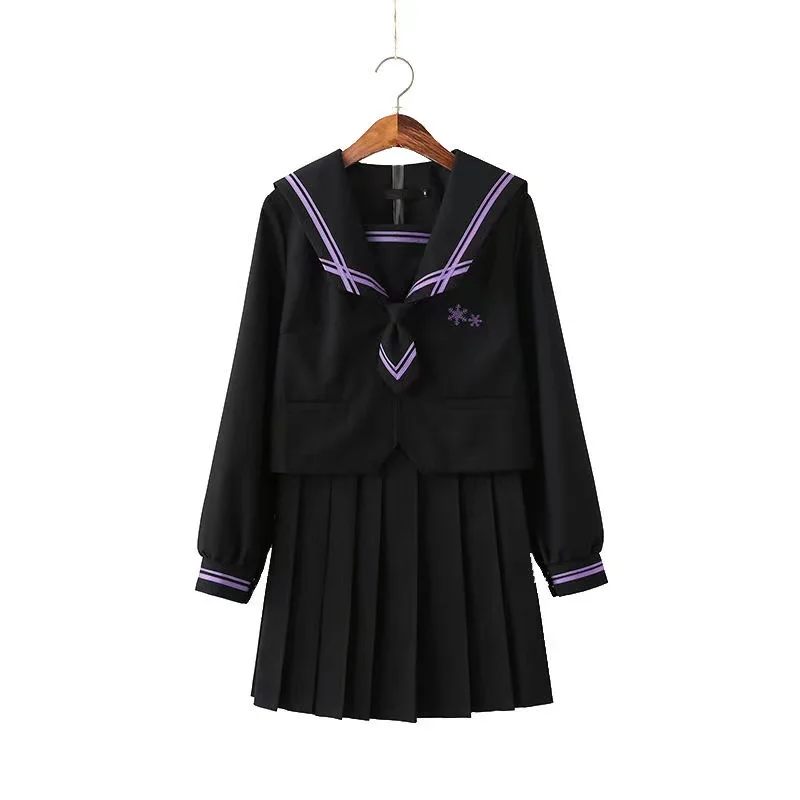 2019 Herfst Japanse Schooluniformen Voor Meisjes Leuke Lange-Lengte Sailor Tops Geplooide Rok Volledige Sets Cosplay Jk Kostuum serie Xl