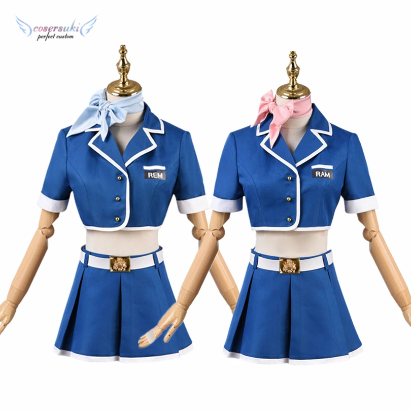 

Re:ZERO Re: Life a Different World from Zero REM/Remu RAM/Ramu airline stewardess Cosplay Costume Halloween Christmas New years