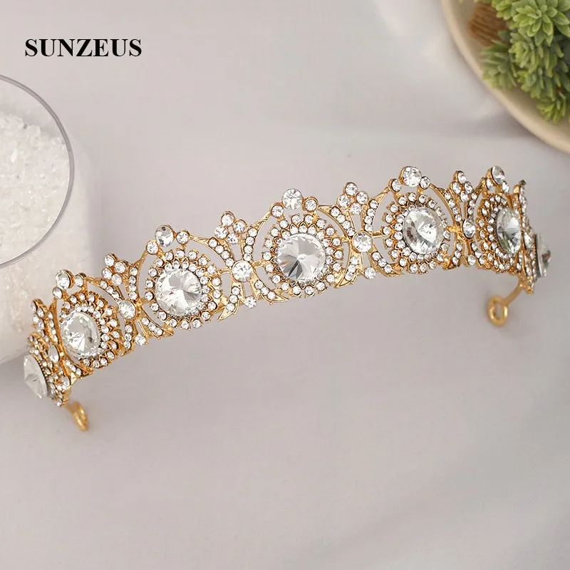 Cristal Bridal Tiaras Princesa Gold Color Headwear 2023 Recém Aniversário Headband Mulheres Coroas De Casamento Novia Accesorios