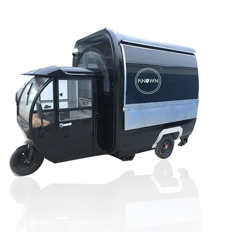 Chariot mobile électrique KN-220G de nourriture de casse-croûte de café de crème glacée de remorque de cuisine de camion de nourriture de tricycle avec la commande de puissance sur la route