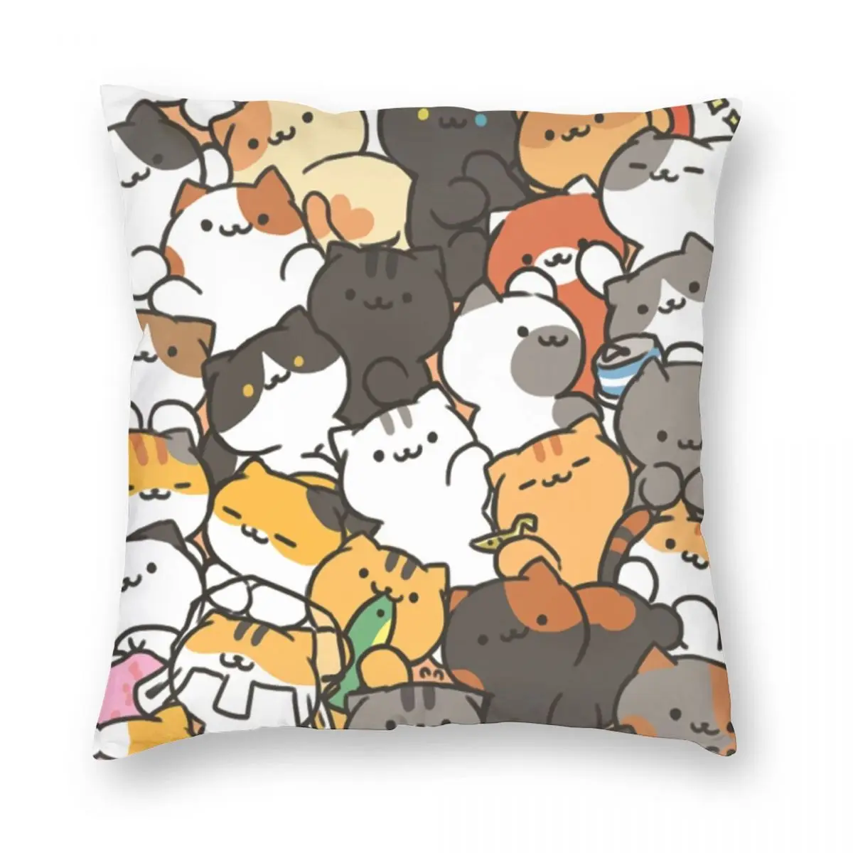 

Neko Atsume Square Pillowcase Polyester Linen Velvet Printed Zip Decor Home Cushion Cover Wholesale 45x45