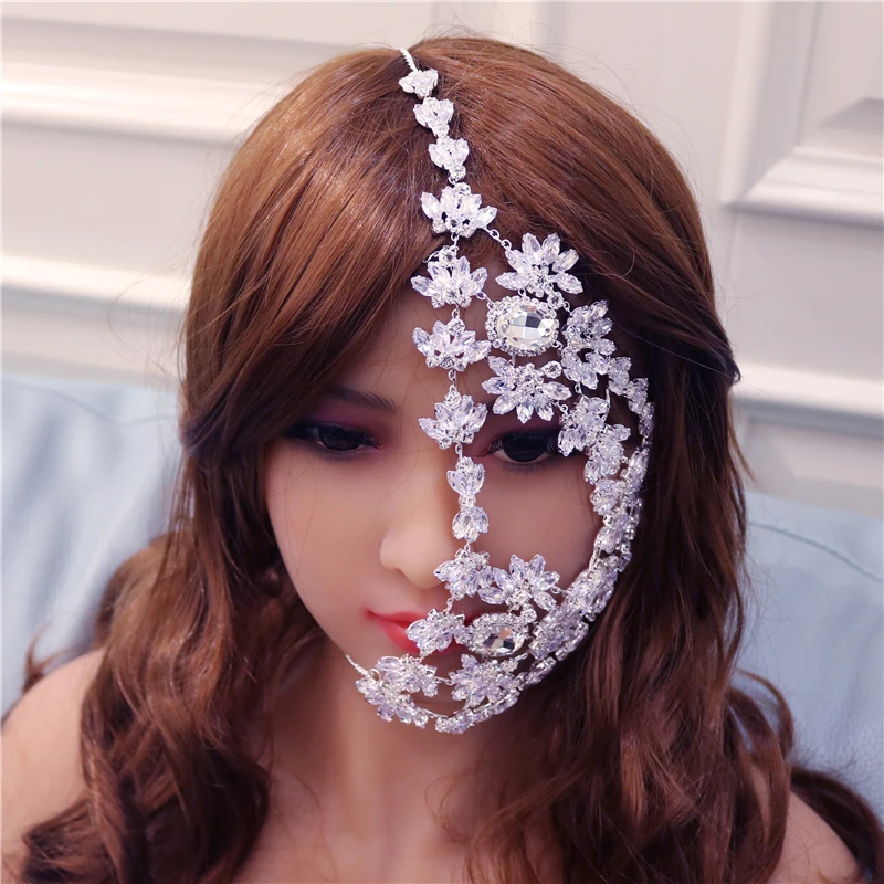 Full Rhinestone Halloween Half Face Mask Bling Crystal Sexy Mask Exaggerated fashionable lady mask jewelry Party accessories