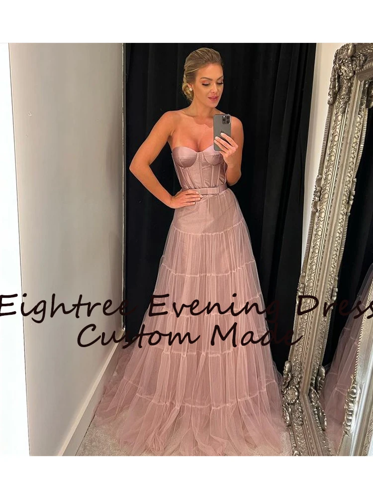 Dusty Kleur Sweetheart Een Lijn Avondjurken Mouwloze Eenvoudige Lange Prom Party Dress 2022 Tulle Formele Gowns Vestidos De Festa