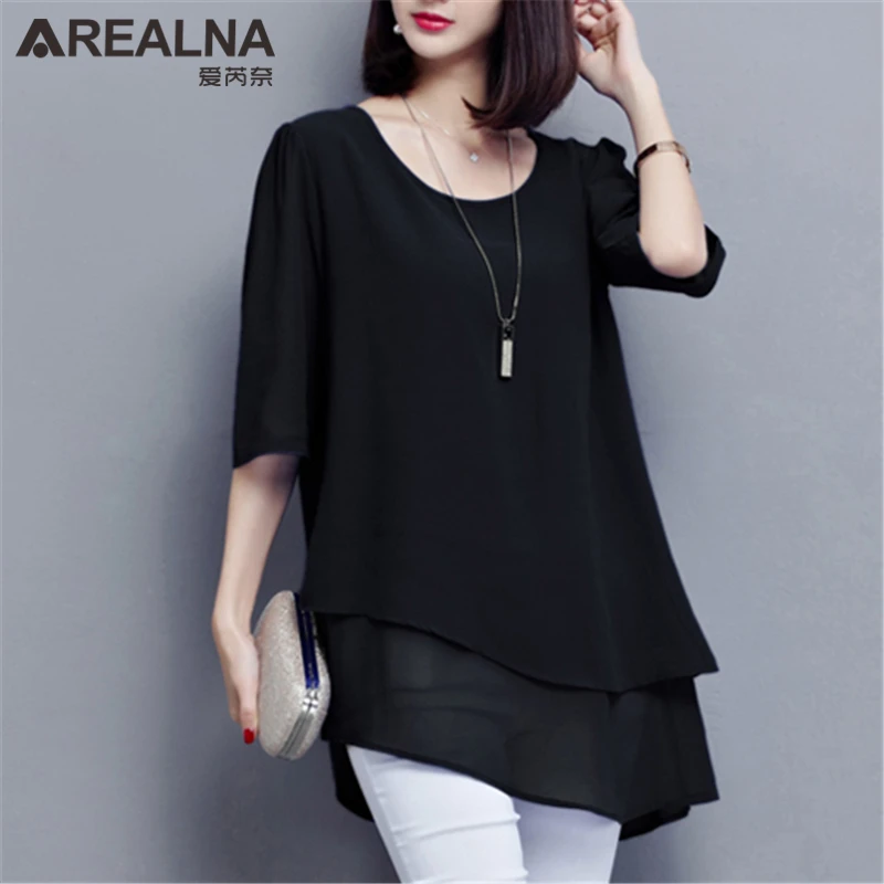 Vintage Chiffon Blouse Women Black Blusas Mujer De Moda 2022 Summer Korean Style 5XL oversized Tunic Tops Aesthetic Long Shirts