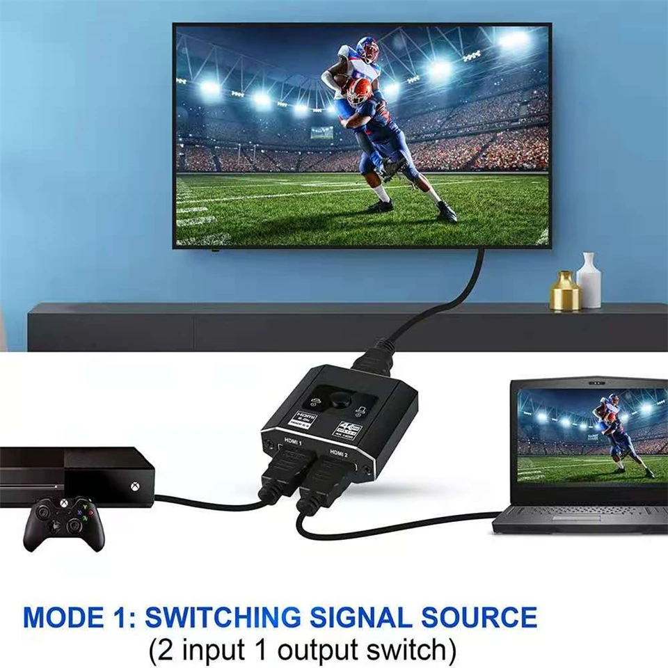 2022 Terbaik HDMI Switcher 4K Bi-direction 2.0 HDMI Switch 1x 2/2X1 Adapter 2 In 1 Out Converter untuk PS4 PS5 TV Box HDMI Splitter