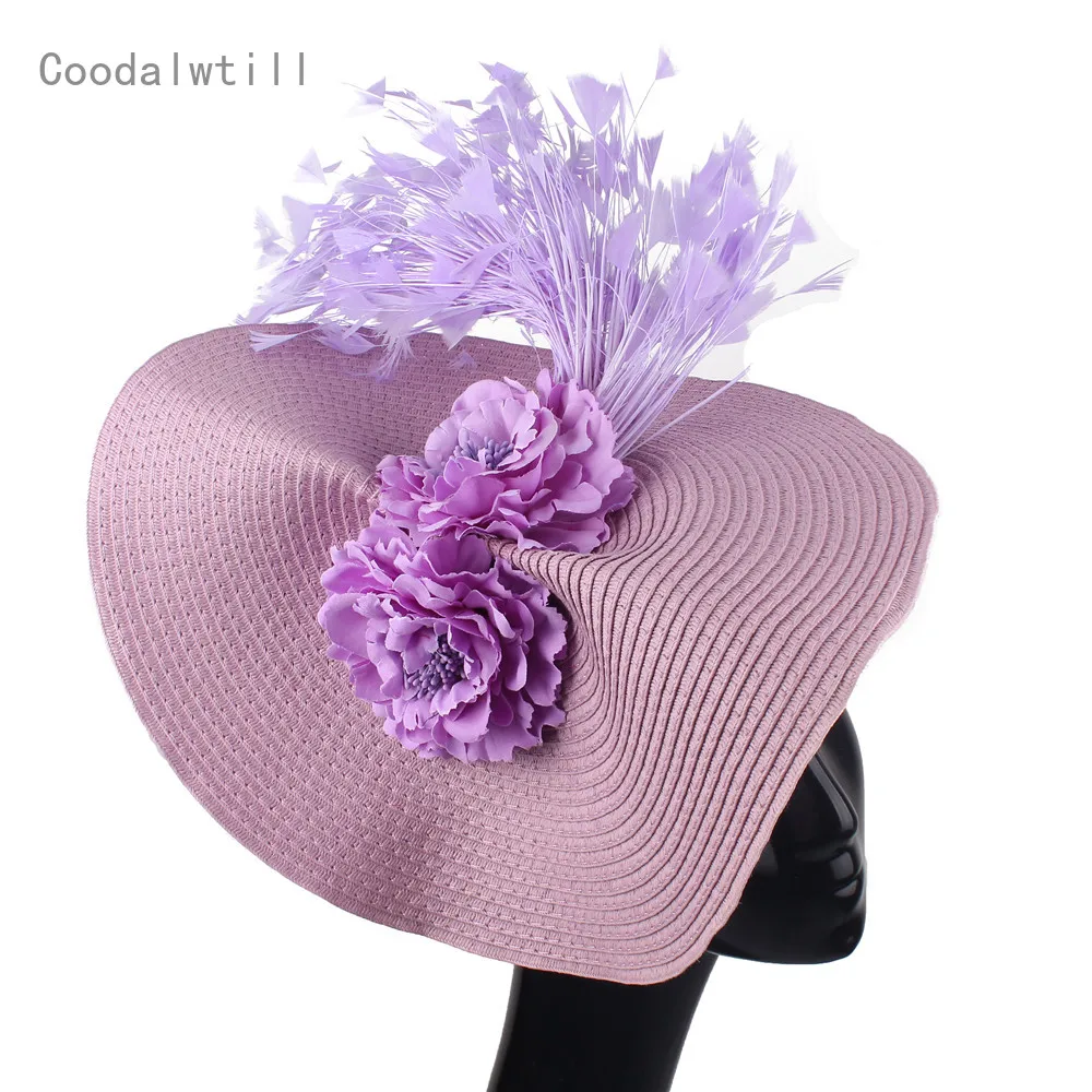 Wedding Party Flower Headwear For Womnen Occasion Fedora Cap Fancy Feather Headpiece Headband Ladies Fashion Millinery Cao