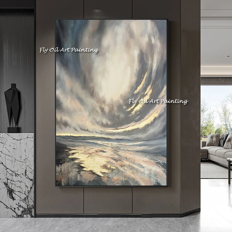 

The Hot Selling Hand Painted Oil Painting Sunshin Cloud Sea Scenery Art Wall Canvas Paintings Wall Decor For Bed Room Frameless