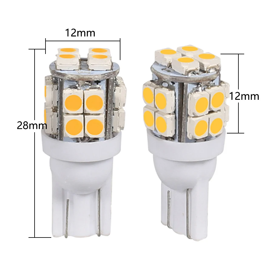 10Pcs T10 LED 따뜻한 흰색 자동차 램프 3528 20-Smd 168 192 W5W 전구 자동 돔 독서 웨지 조명 6500K 4300K 12V