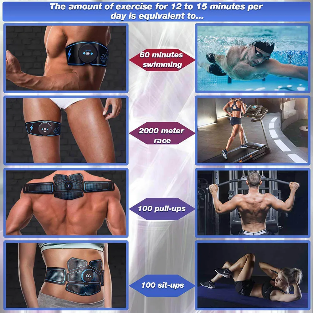 Abdominal Muscle Stimulator Trainer EMS Abs Fitness Equipment Training Gear Muscles Electrostimulator Toner Exercise At Home Gym