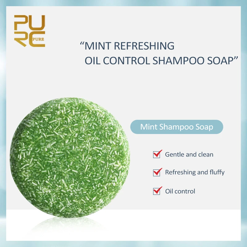 Purc Natural Shampoo Bar Soap Hair Prevent Hair Loss Moisturizing Repair Damage Anti-Dandruff Treatment Hair Care Handmade 60G