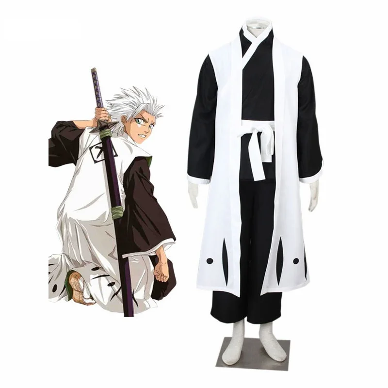 New 10th Division Captain Vivid Hitsugaya Toushirou Cool Bleach Cosplay Costume Black Men Costume For Halloween Christmax