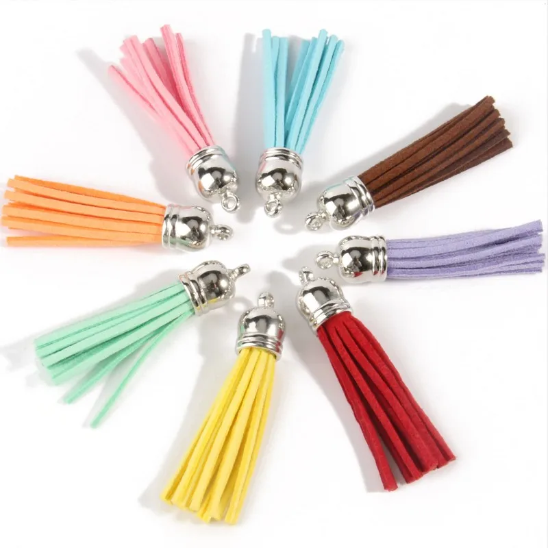 10pcs 58mm Leather Tassels Pendants Suede Fringe Tassel For DIY Keychain Cellphone Jewelry Findings Craft Earrings Accessories