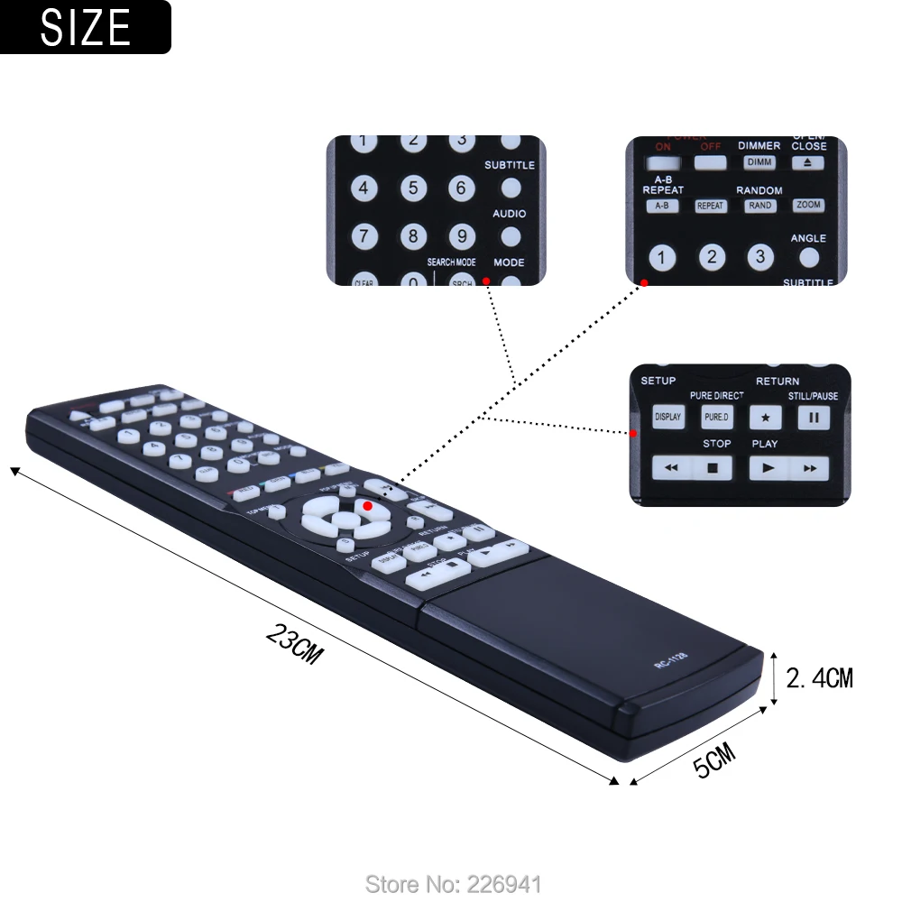 RC-1128 RC1128 Replacement Remote Control fit for Denon Blu-ray DVD Video Player DBP-1610 DBP1610 BP2010 DN-V500BD DNV500BD DBP-