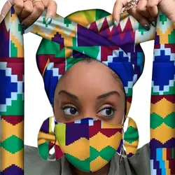 On Sale! African Headwrap Women Wax Fabric Traditional Headtie Scarf Turban set with matching picture Mas.K and Earing 3pcs set