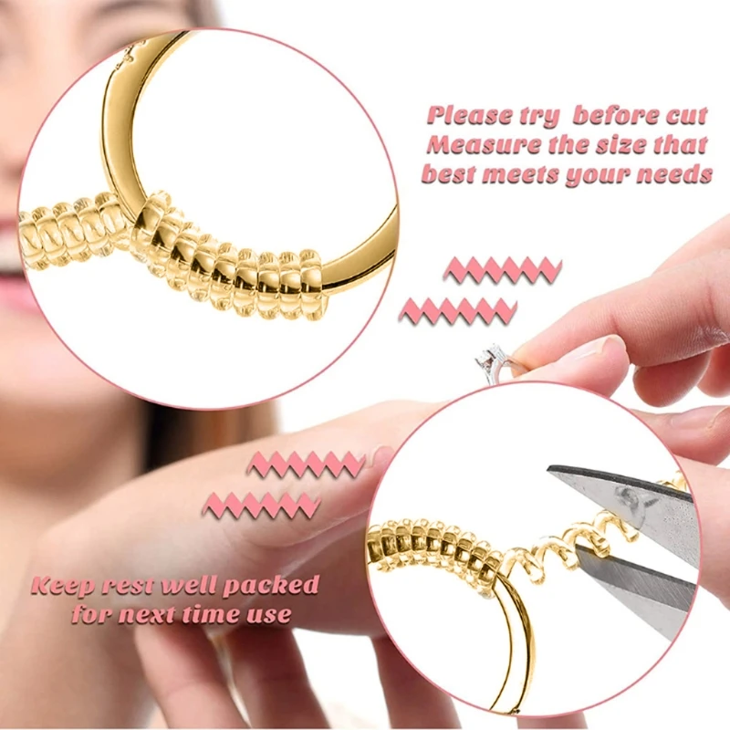 12 Pcs/set Invisible Clips Guard Ring Sizer Invisible Ring Size Adjusters Fit for Man and Woman Loose Rings (Gold)