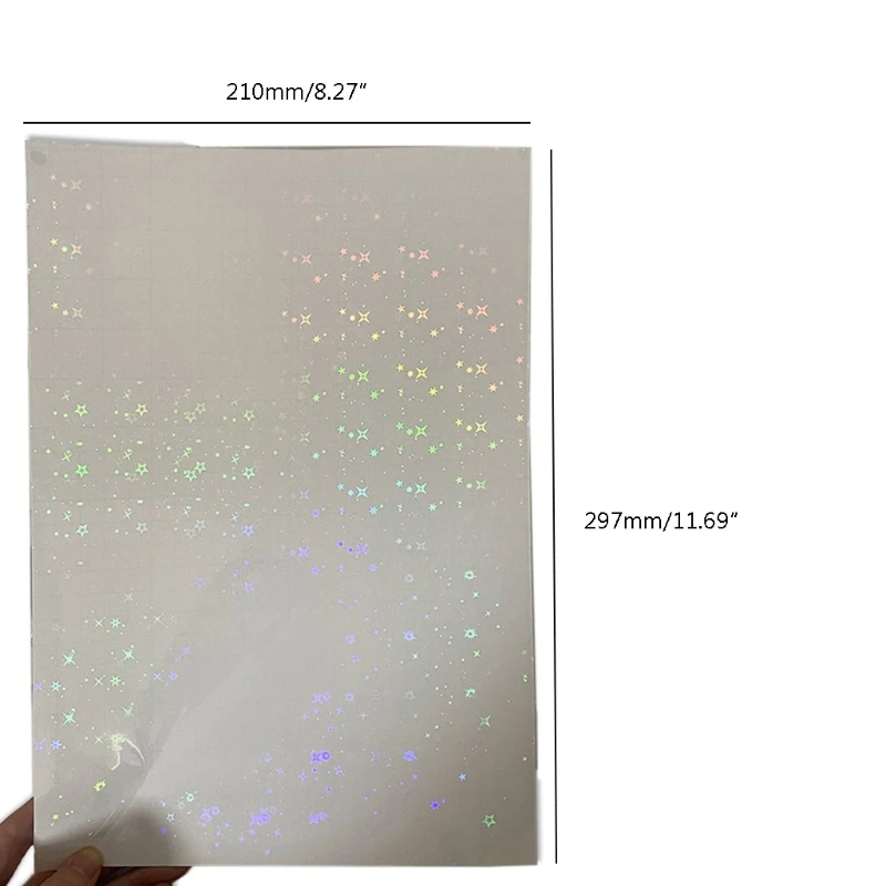 72XE 5 Sheets Transparent Holographic Overlay Lamination Vinyl A4 Size Self-Adhesive Laminate Waterproof Vinyl Sticker Paper