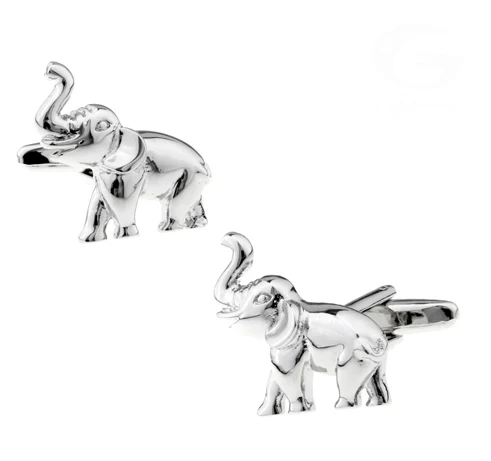 Gemelos de elefante para hombre, Material de cobre de calidad, Color plateado, diseño de animales, venta al por mayor y al por menor