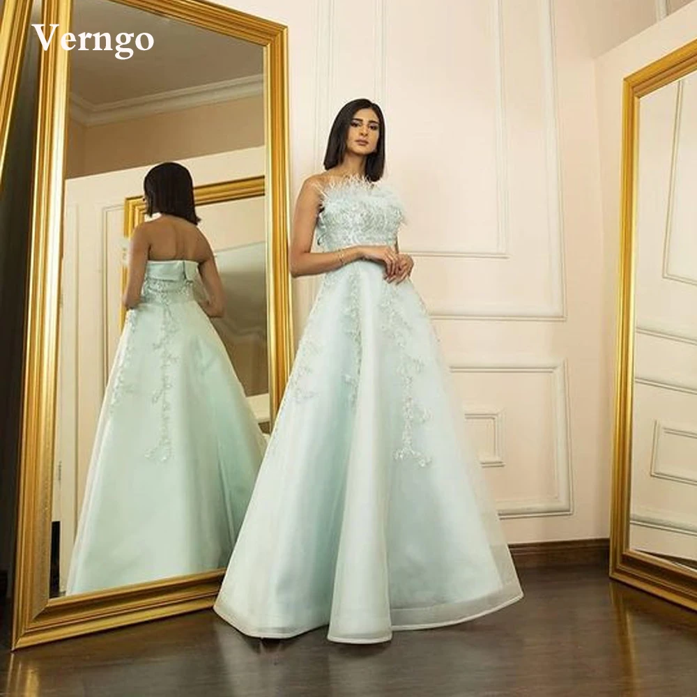 Verngo Dubai Tiếng Ả Rập Nữ Một Dòng Chính Thức Bộ ĐầM Dạ HộI Ren Táo Hạt Lông Vũ Hội Đồ Bầu Dài Thanh Lịch Đầm Dự Tiệc