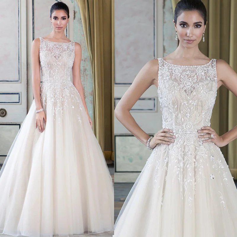 

Robe De Mariee Princesse De Luxe 2025 Shiny Beading Crystal Luxury Lace Wedding Dresses A-line Backless Bridal Gowns Newest