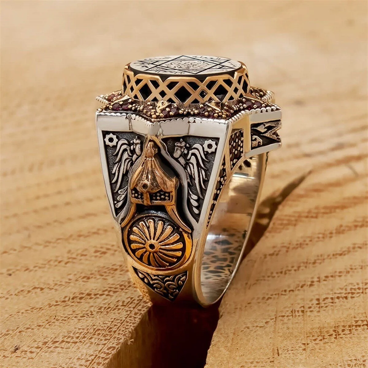 925K Sterling Silver Ring Sultan Series Engraved Embellishment Seal Patterned Men's Fine Jewelry For Men Gift For Him Exclusive