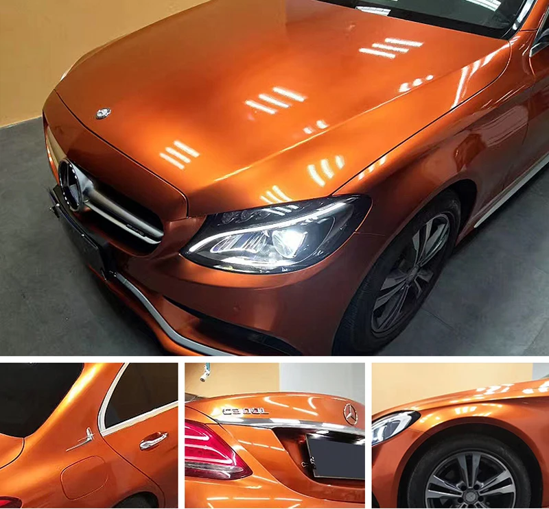 

ORINO Gloss Metallic Orange Vinyl Wrap Car Wrap With Air Bubble Free Candy Glossy Vinyl Wrap Film 1.52*5/10/15/20m