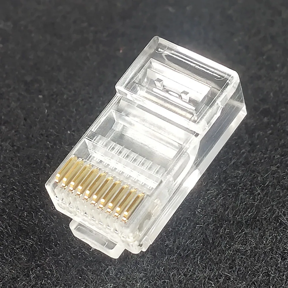 10pcs 10P10C RJ45 RJ48 RJ50 Cat5E UTP Ethernet Connector Network Modular Crystal Plug 10-Pin Network Cable Connector