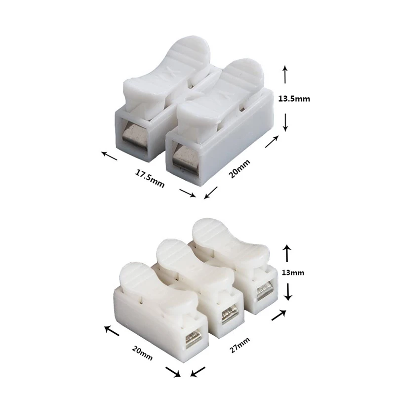 10-50pcs 2pin/3pin Spring with no welding no screws Quick Connector wire cable clamp Terminal Block 2/3 Way for led strip