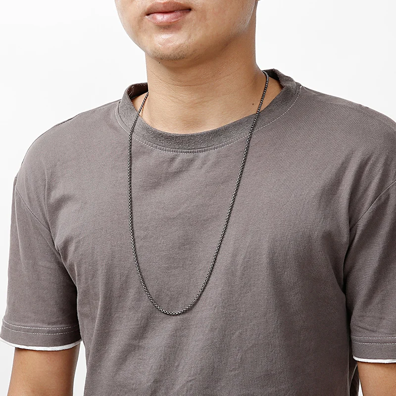 KALEN 316L Stainless Steel Oxidized Chain Necklace For Men 60cm 66cm 76cm Long Chain Choker Male Jewellry 2020