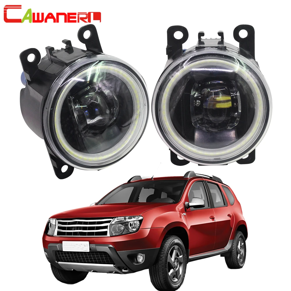 Cawanerl 2 Pieces Car LED Bulb Fog Light Angel Eye DRL 12V For Renault Duster Closed Off-Road Vehicle 2012 2013 2014 2015