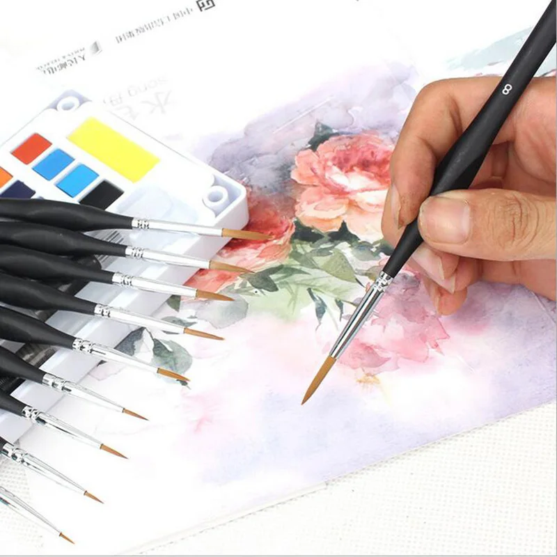 1pcs Soft Wolf Fur Paint Brushes Hook Line Pen Watercolor Painting Acrylic Watercolor Brush Art Supplies for Painting