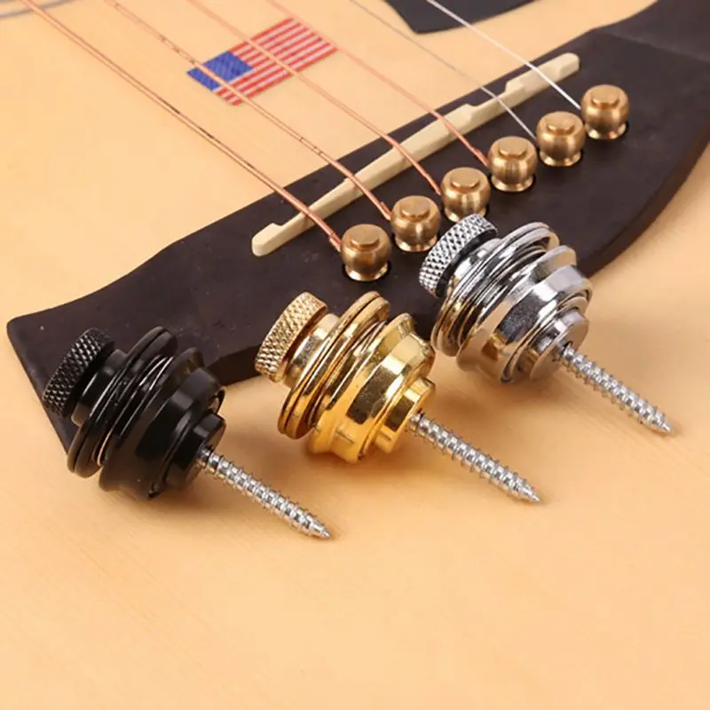 Guitar Strap Lock Chrome Plated Straplock Button for All Acoustic Electric Bass Guitar Strap Easy Fix  Remove Screw new