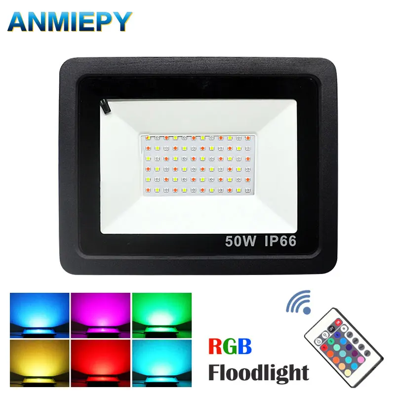 

50W 100W RGB LED Flood Light 16 Colors Waterproof LED Floodlight Outdoor Spotlight Flashlight with Remote Party Neon Light