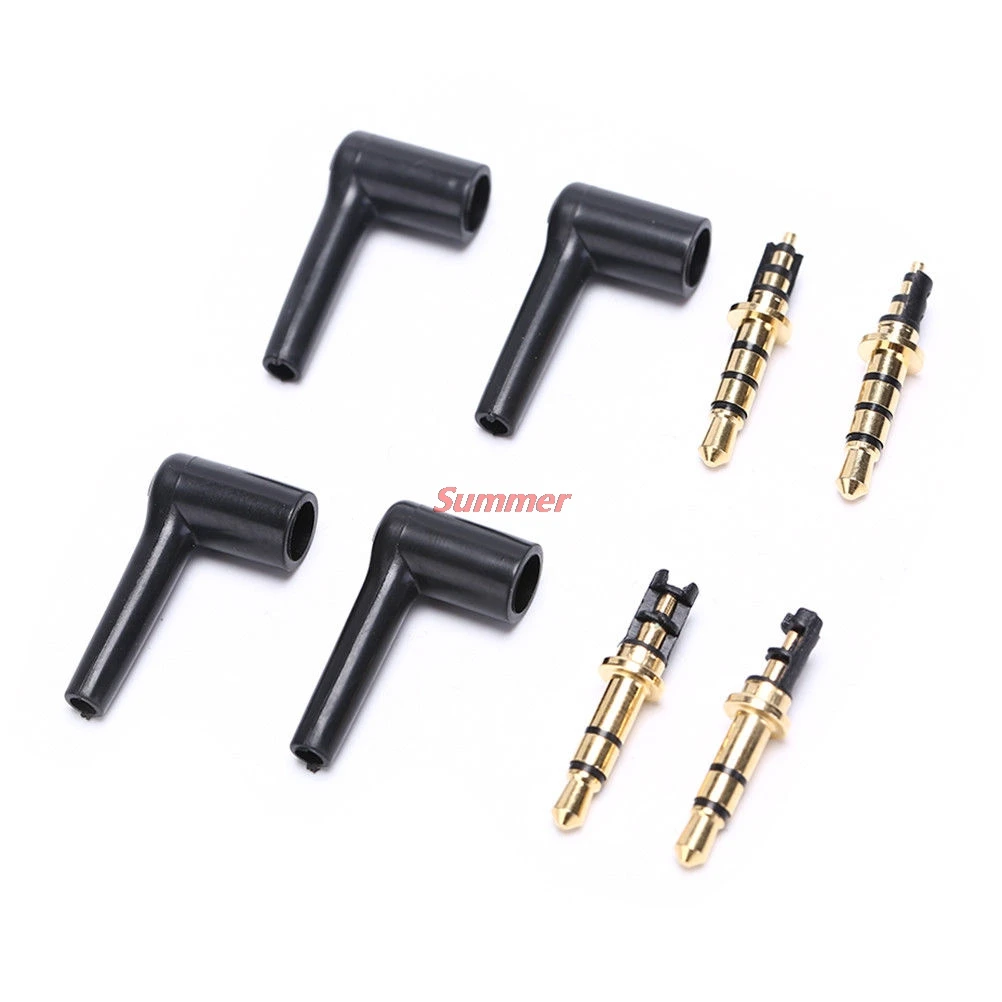 Practical 1/2pcs 3/4 Pole 3.5mm L-shaped stereo headphone Plug Repair Earphones Male 90 right angle degree Jack Soldering