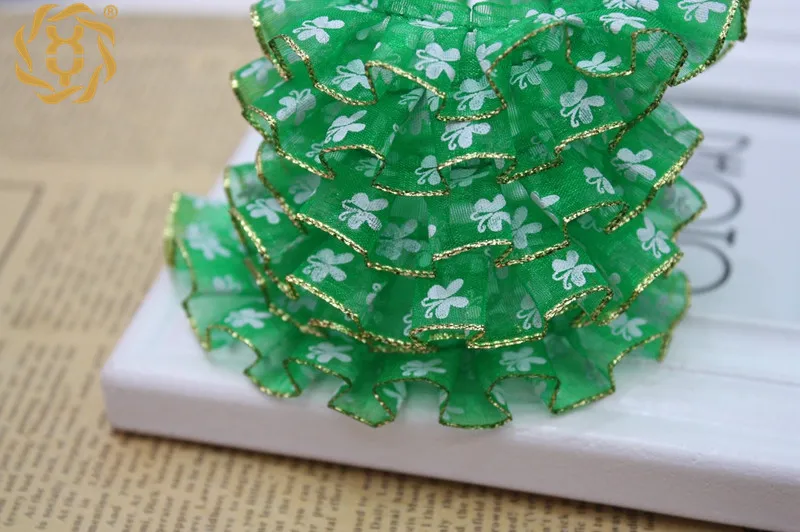 

60 ярдов плиссированной шифоновой ленты с оборками и кружевом, тесьма для шитья, аппликация с мотивом бабочки, ткань для бантов для волос и рукоделия