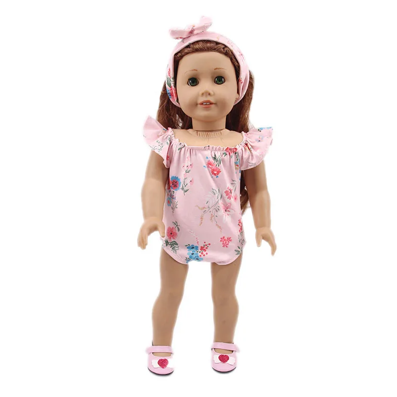 For 18 Inch American&43Cm Baby New Born Doll Clothes，Our Generation , Gifts， Strapless Jumpsuit 2 Piece, Jumpsuit + Hair Band