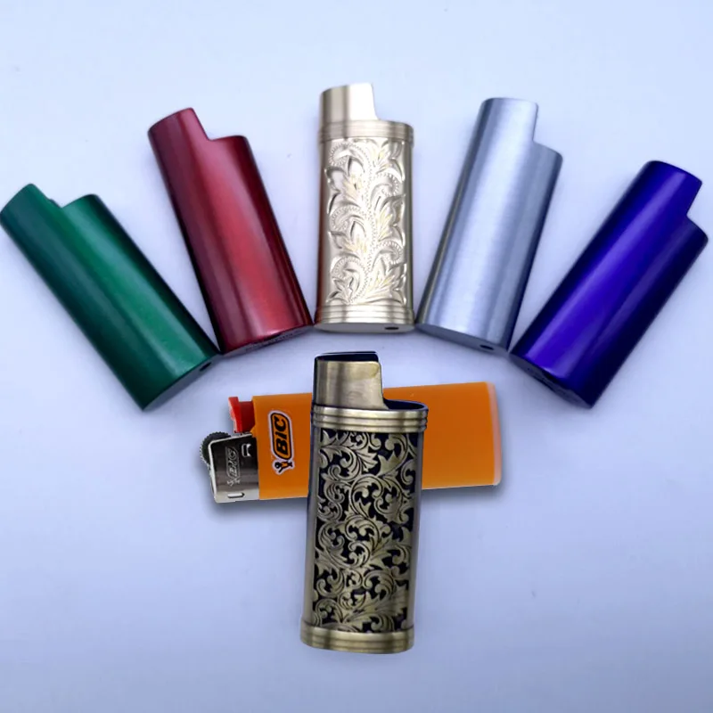 Wholesale 10pcs/set Metal Armor Bic J5 Lighter Case General Plastic Lighters Pouch Safety Protection Lighter Cover For MINI Bic