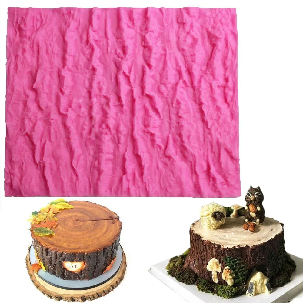 Fondant Impression Mat Sugarcraft Baking Mold Tree Bark texture Design Silicone Cake Cupcake Decorating Supplies Weeding Party