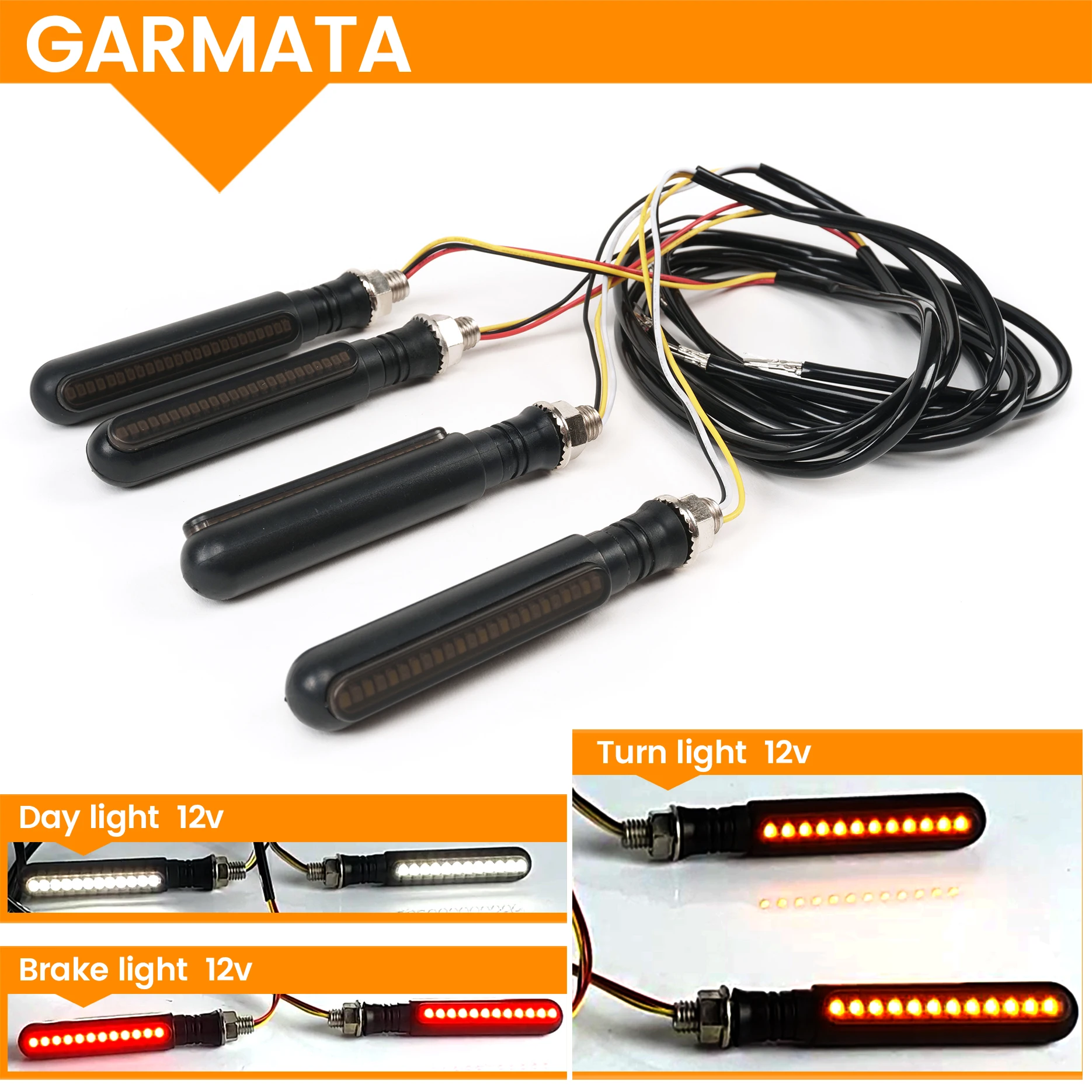 GARMATA 4pcs LED motorcycle e-bike turn signal /day/brake lights/ 12v waterproof high quality ebike rear light